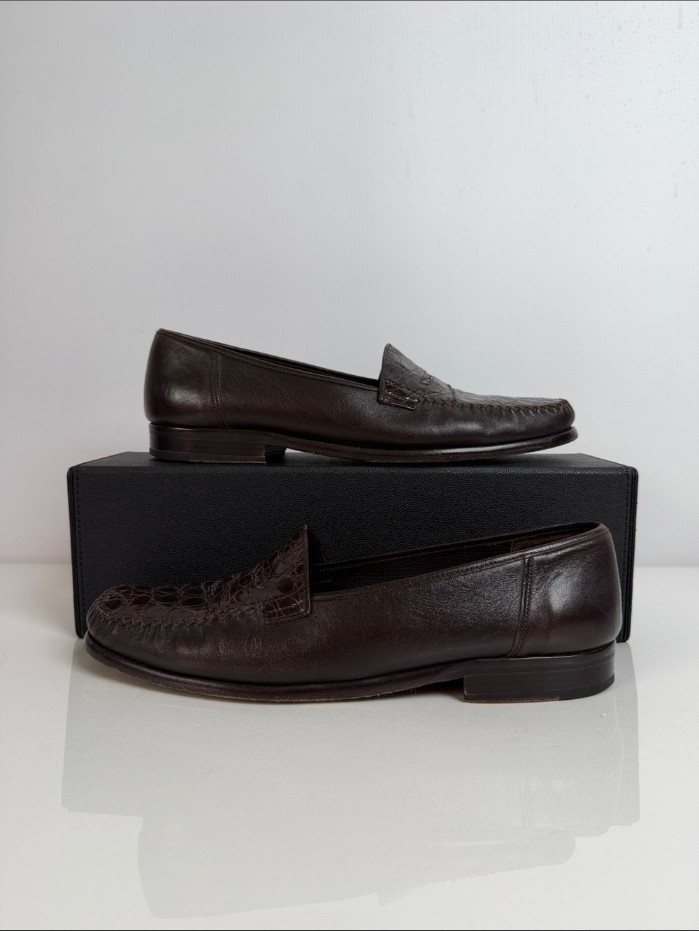 Forli Genuine Crocodile Skin Leather Loafers Men’s Size 11 Brown Dress Shoes